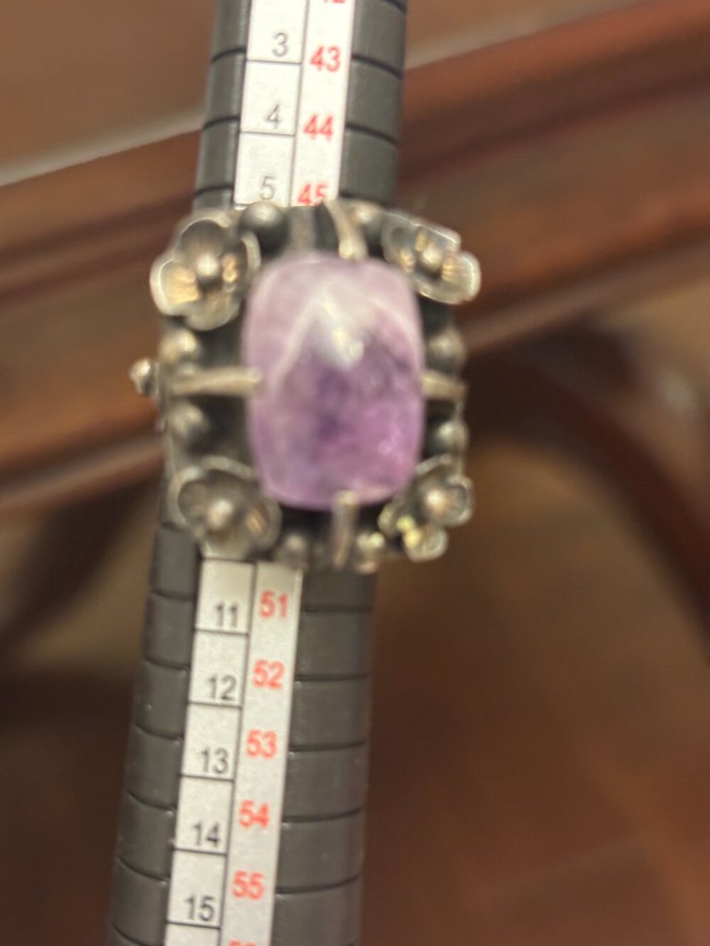 VTG Arts & Crafts Silver Tone Amethyst Statement Ring Size 5